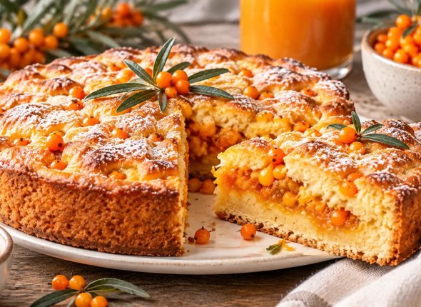 Лёгкая кислинка и золотистая корочка: пирог из облепихи, который удивит гостей